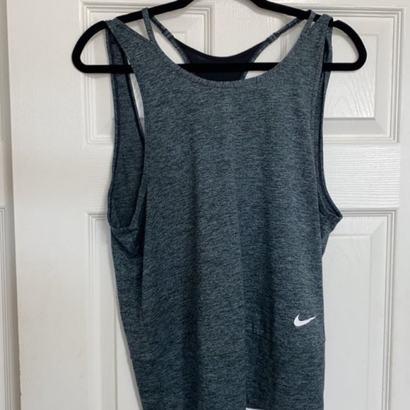 Nike Racer Heathered Gray Cut Out Tank Top - Picture 1 of 8